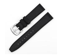 Corcha de cuero Correa de 20 mm 22 mm de acero inoxidable Hebilla impermeable de reemplazo de la banda de vigilancia de silicona para hombres Duración (color de banda: negro, ancho de banda: 22 mm)
