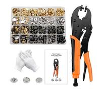 Corchetes de presión Herramientas Establece,100 Set Botones De Presión,con 3 matrices,botones de presión de metal de 15 mm,para Hacer Agujeros en Cuero Cinturones Lona Vaqueros