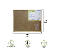 Corcho Pared 30x40 cm. Marco Madera con 6 Chinchetas