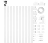 Cord Cover, Wall Cable Channel, Adhesive Wire Protector, 40cm Fire-Retardant Conduit Design, Clean Mount, 10-Pack White, for Home Desk Floor Walls Organization PVC