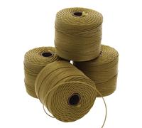 Cord n de cuentas S-Lon de The Beadsmith: cord n de nailon trenzado de 0,5 mm para ensartar, 4 carretes, color oliva dorado, TEX210, 77 yardas po
