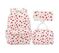 Cord Rucksack Damen Mädchen - 3-teiliges Set mit Brotdose & Federmäppchen | Schulrucksack für Kinder, Teenager & Erwachsene | Leichter Tagesrucksack für Schule, Reise, Camping, Sport & Freizeit, A