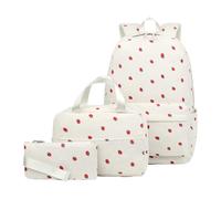 Cord Rucksack Damen Mädchen - 3-teiliges Set mit Brotdose & Federmäppchen | Schulrucksack für Kinder, Teenager & Erwachsene | Leichter Tagesrucksack für Schule, Reise, Camping, Sport & Freizeit, C