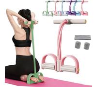 Corda di tensione multifunzione, 6 tubi - Corda di resistenza per esercizi con trazione a pedale, fasce di resistenza per il Fitness con maniglia per addome, Vita, braccia e gambe (B-6Tube)