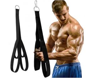 Corda per Tricipiti con Cavo, Fissaggi per Pull Down con 2 Lunghezze (74cm e 58cm), Cinghie per Estensione Tricipiti, Attrezzatura Palestra per Allenamento a Casa