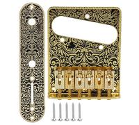 Cordal de Puente de Guitarra Elctrica, Patrn Tallado 6 Silletas Puente de Guitarra Elctrica Pastillas de Bobina Simple con Tornillos para Reparacin y Reemplazo (GOLD