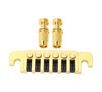 Cordal reversible para puente de guitarra, estilo EPI, tope de puente para guitarra eléctrica, puente envolvente de latón y hierro con 2 pernos para mejorar la estabilidad de las (Oro)