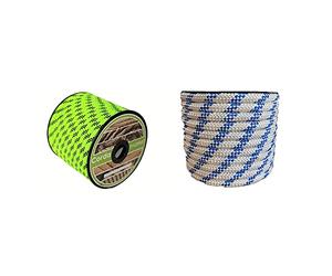 CORDAMARKET 10mm Cuerda driza, Adultos Unisex, Verde Fluor, 25mts & 10mm Cuerda driza, Adultos Unisex, Blanca, 25mts