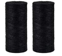 Cordel de Yute 2 mm ± 160 m, Color Negro, Cuerda de Embalaje, Cuerda de Bricolaje, decoración, jardín (Paquete de 2)