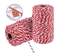 - Cordel para Manualidades (100), Color Rojo y Blanco, 328 Cuerda Panadero algodón, Cuerda Navidad, Cuerda Embalaje para Bricolaje y Embalaje Regalo, Cuerda Duradera