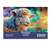 Cordero de Lana Colorida Cerca de Barcos y Puesta del Sol Puzzle De 1000 Piezas Oveja sueño, Excelente Juego para Adultos Y Niños 52x38cm/1000pcs