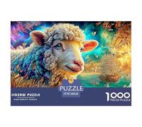 Cordero de Lana Colorida Cerca de Barcos y Puesta del Sol Puzzle De 1000 Piezas Oveja sueño Juguete Educativo para Niños Y Adultos 38x26cm/1000pcs