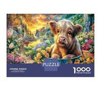 Cordero en Cesta 1000 Piezas Rompecabezas DIY para Desarrollar Competencias En Resolución De Problemas Highland Calf Flowers excelente para Animar Fiestas Y Regalos para Conocedores 70x50cm/1000pcs