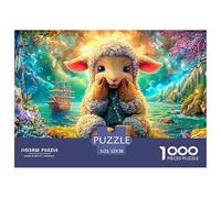 Cordero Esponjoso en una Escena Floral Vibrante Frente al mar Puzzle De 1000 Piezas Oveja sueño Perfecto Regalo para Niños, Niñas, Hombres Y Mujeres 52x38cm/1000pcs