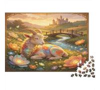 Cordero Pastoral Puzzle de 1000 Piezas Papel para Adultos Campo de Flores de Ensueño Relajación Concentración Decoración Hogar Regalo Familiar 70x50cm/1000pcs