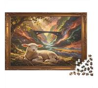 Cordero Pastoral Puzzle de 1000 Piezas Puzzle para Adultos Papel Paisaje Natural Relajante Interacción Familiar Decoración Hogar Regalo 38x26cm/1000pcs