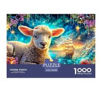 Cordero Que descansa Cerca de Regalos en un Entorno Brillante, náutico Puzzle De 1000 Piezas Oveja sueño Juego De Puzzle Familiar para Todas Las Edades 52x38cm/1000pcs