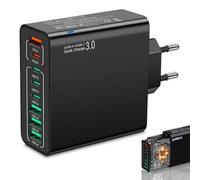 Cordialk 8 in 1 Waterproof Ports USB Fast Charger, 4USB+4PD Multi-Port Charging Station. High-Speed Hub Power Block with Outlet Plug, Automatic Power Off When Overioad (Black)