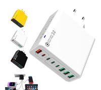 Cordialk 8 in 1 Waterproof Ports USB Fast Charger, 8 Ports Desktop Charging Station, Smart Safe Portable with Multiple Port Devices, for Home Office Travel (White)