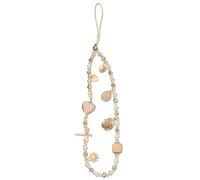 Cordón anti-perdida de cristal para teléfono móvil, color beige. Accesorios decorativos como correa de muñeca, llavero y colgante de bolsa. ¡No pierdas tu móvil nunca más!
