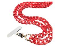 Cordón antirrobo for teléfono móvil de 120 cm con diseño biselado, correa for el cuello, cadena acrílica portátil y colorida for celular, ideal for actividades al aire libre.(Red)