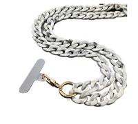 Cordón antirrobo for teléfono móvil de 120 cm con diseño biselado, correa for el cuello, cadena acrílica portátil y colorida for celular, ideal for actividades al aire libre.(White)