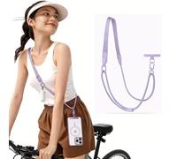 Cordón Correa para Teléfono Móvil Correa Anti-Pérdida Colgante Móvil Cinta Ajustable Ancho 18mm Correa Cómoda Sin Giro Longitud 90-120cm para iPhone 17 Samsung Xiaomi Smartphone Llaves Tarjetas Morado