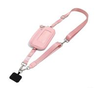 Cordón cruzado ajustable para teléfono con ranura para cartera para guardar tarjetas y dinero en efectivo, diseñado para un uso cómodo durante todo el día (rosa)