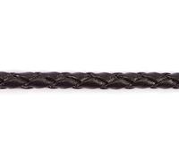 Cordón Cuero Natural Trenzado Negro 3mm. 2m.