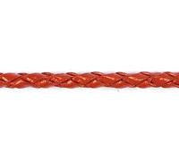 Cordón Cuero Natural Trenzado Rojo 4mm. 2m.