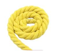 Cordón de algodón para macramé Cordón de algodón trenzado de 10mm, 10 metros, 3 partes, bolsa de cuerda artesanal Multicolor, cinturón con cordón(Yellow)