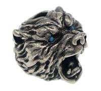 Cordón de bolsillo EDC con cabeza de oso negro de latón antiguo, cuentas de cuerda de paracaídas para herramientas para hombre, llaveros, pulsera colgante (retro plateado)