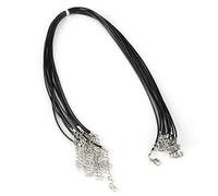 Cordón de Cera de 1,5mm Collar de Cuero, 10 Uds Collar de Cuerda de Cera Cordon Cuero para Colgante de Imitación Cuerda Trenzada con Cierre de Langosta para la Fabricación de Joyas(Negro)
