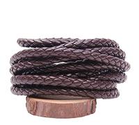 Cordón de cuero, Cordón de cuero trenzado redondo Multicolor varios tamaños 5m for joyería pulsera collar DIY(Brown,7mm 5m)