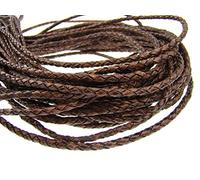 Cordón de cuero redondo trenzado 4 mm marrón oscuro antiguo 5 m - Longitud: a elegir