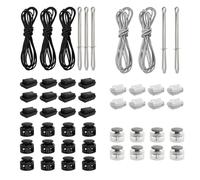Cordón de goma de 10 m de 2,5 mm, 20 topes de cordón de 2 agujeros, 20 pinzas de cordón, cordones elásticos, cordón para pantalones de jogging, cremallera, 2 colores para mochila y ropa