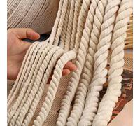 Cordón de macramé, cuerda trenzada de 3 hebras, cuerda de algodón trenzada, Multicolor, 2-20mm, for bolsas DIY, decoración del hogar(White15mmx5m)