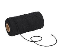 Cordón de macramé de 2 mm, cuerda de macramé de algodón reciclado, suave, gruesa e inodoro para manualidades con borlas, decoración del hogar, fabricación de joyas, jardinería, (Negra)