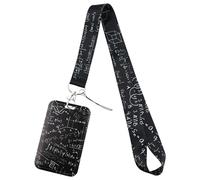 Cordón de matemáticas con soporte de identificación para tarjetas, llaves, cuello, llavero, cordón, color negro