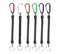 Cordón de pesca en espiral, paquete de correa retráctil para caña telescópica, cuerda de seguridad que evita pérdidas, mecanismo de resorte, equipo esencial para pescadores (7 piezas)