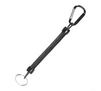 Cordón de pesca en espiral, paquete de correa retráctil para caña telescópica, cuerda de seguridad que evita pérdidas, mecanismo de resorte, equipo esencial para pescadores (negro)