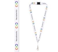 Cordón de sensibilización sobre la neurodiversidad para autismo, TDAH, doble infinito, dislexia, Tourettes, epilepsia, unisex, negro y blanco, talla adulto, blanco, talla única