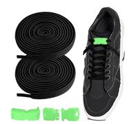 Cordón de soporte sin ataduras - Construcción extensible y fiable, sensación de enhebrado cómoda, tensión ajustable para un uso estable, cordones de zapatos funcionales para el uso, Negro brillante