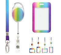 Cordón degradado con soporte deslizante, clip extensible y carrete Yoyo de LanyardsTomorrow, incluye 1 cordón, 1 soporte para insignia, 1 soporte para tarjetas de identificación
