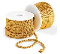 Cordón Dorado Trenzado de 5 mm para Manualidades, 2 Rollos de Cinta Dorada para Costura, decoración del hogar (6.5 Pulgadas por Rollo)