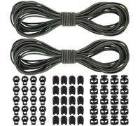 Cordón elástico de goma de 3 mm, 2 unidades, 10 m, con tapón de cordón, 2 agujeros, clip de cordón elástico de 3 mm para mochilas, ropa, cordones (verde oscuro)