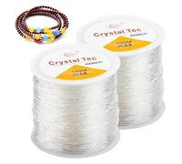 Cordón elástico elástico, 2 rollos de 0,6 mm, transparente, hilo de joyería, cordón de perlas para pulsera, bandas de goma, hilo de nailon para joyas, pulseras, manualidades (200 metros)
