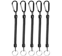 Cordón en espiral, 10 Uds., cordones de pesca con mosquetón, cuerdas de navegación, aparejos de retención for llaves, cartera, teléfono móvil(Black)