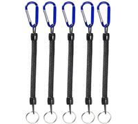 Cordón en espiral, 10 Uds., cordones de pesca con mosquetón, cuerdas de navegación, aparejos de retención for llaves, cartera, teléfono móvil(Blue)