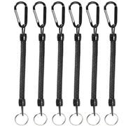 Cordón en espiral, 30 unidades de cordones con mosquetón, cuerdas de navegación, soporte de retención, alicates, labio for llaves, billetera, teléfono móvil(Black)
